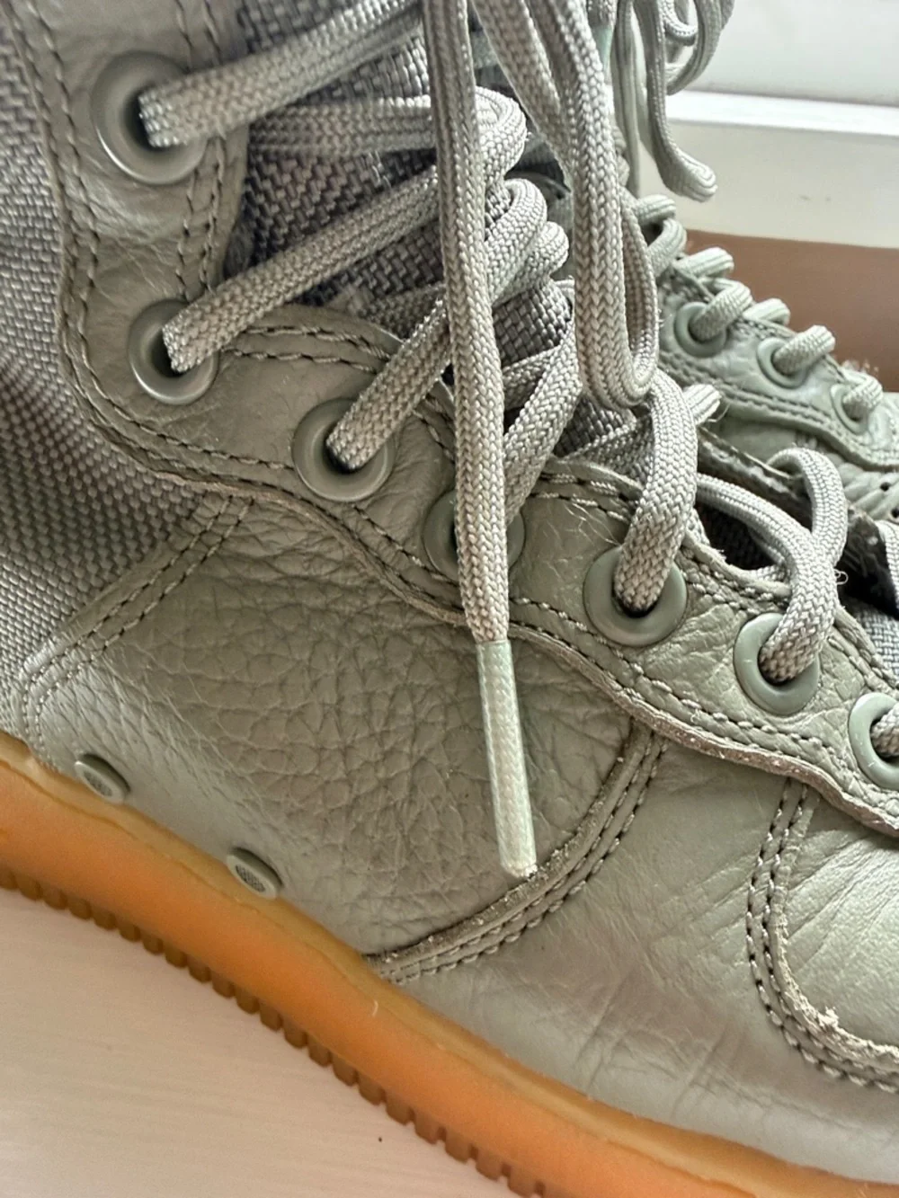 Nike High-Top Air Force 1 Military-Style Sneakers - Grey with Gum Sole - Picture 8 of 11